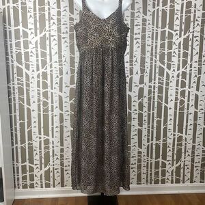 Vintage 90s Leopard Print Maxi Dress 16
